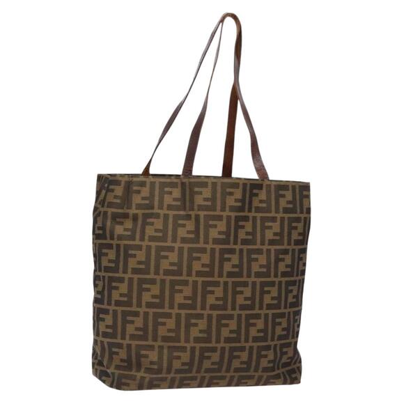 FENDI Zucca Canvas Tote Bag Black Brown - Picture 1 of 13